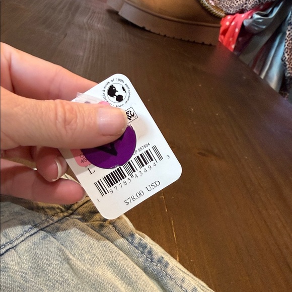 Free People Light Blue Button-Up High Waist Shorts - Picture 3 of 6